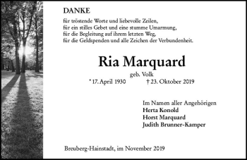 Traueranzeige von Ria Marquard von vrm-trauer