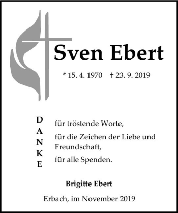 Traueranzeige von Sven Ebert von vrm-trauer