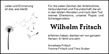 Traueranzeige von Wilhelm Fritsch von vrm-trauer