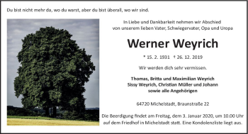 Traueranzeige von Werner Weyrich von vrm-trauer