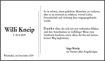 Traueranzeige von Willi Kneip von vrm-trauer