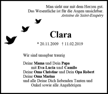 Traueranzeige von Clara  von vrm-trauer