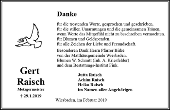 Traueranzeige von Gert Raisch von vrm-trauer