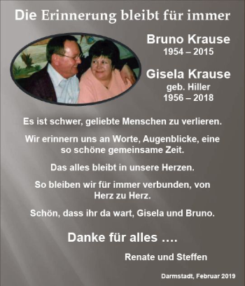 Traueranzeige von Gisela Krause von vrm-trauer