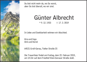 Traueranzeige von Günter Albrecht von vrm-trauer