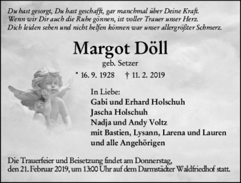 Traueranzeige von Margot Döll von vrm-trauer