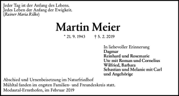 Traueranzeige von Martin Meier von vrm-trauer