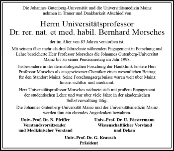 Traueranzeige von Bernhard Morsches von vrm-trauer