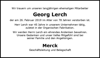 Traueranzeige von Georg Lerch von vrm-trauer
