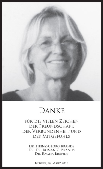 Traueranzeige von Ingrid Brands von vrm-trauer