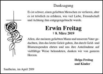Traueranzeige von Erwin Freitag von vrm-trauer