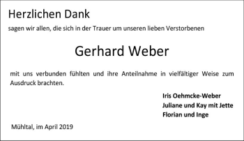 Traueranzeige von Gerhard Weber von vrm-trauer