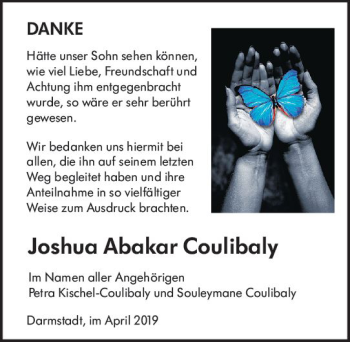Traueranzeige von Joshua Abakar Coulibaly von vrm-trauer
