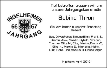 Traueranzeige von Sabine Thron von vrm-trauer