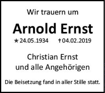 Traueranzeige von Ernst Arnold von vrm-trauer