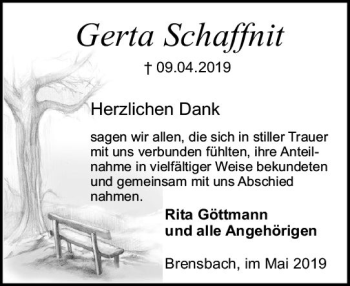 Traueranzeige von Gerta Schaffnit von vrm-trauer