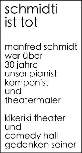 Traueranzeige von Manfred Schmidt von vrm-trauer