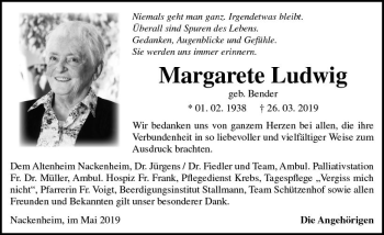 Traueranzeige von Margartete Ludwig von vrm-trauer