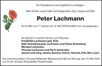 Traueranzeige von Peter Lachmann von vrm-trauer