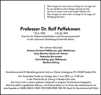 Traueranzeige von Rolf Peffekoven von vrm-trauer