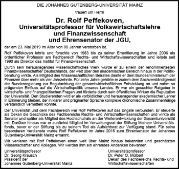 Traueranzeige von Rolf Peffekoven von vrm-trauer