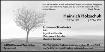 Traueranzeige von Heinrich Holzschuh von vrm-trauer