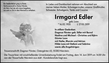 Traueranzeige von Irmgard Edler von vrm-trauer