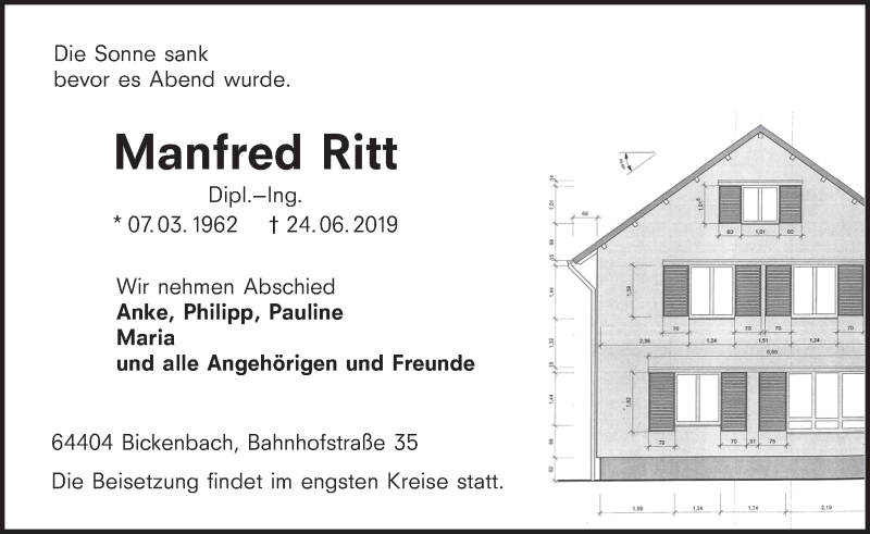  Traueranzeige für Manfred Ritt vom 29.06.2019 aus vrm-trauer