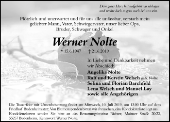 Traueranzeige von Werner Nolte von vrm-trauer