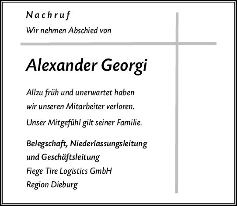  Traueranzeige für Alexander Georgi vom 05.07.2019 aus vrm-trauer