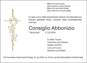 Traueranzeige von Consiglio Abbonizio von vrm-trauer