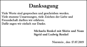 Traueranzeige von Danksagung  von vrm-trauer