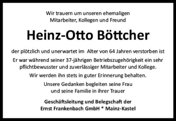 Traueranzeige von Heinz-Otto Böttcher von vrm-trauer