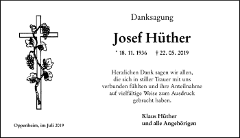 Traueranzeige von Josef Hüther von vrm-trauer