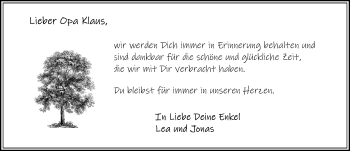 Traueranzeige von Klaus  von vrm-trauer