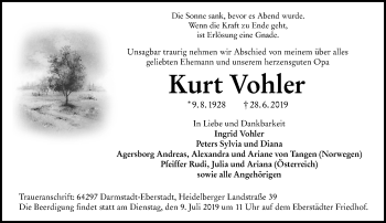 Traueranzeige von Kurt Vohler von vrm-trauer