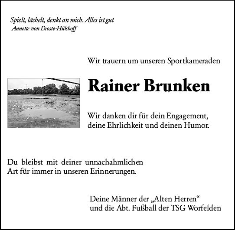  Traueranzeige für Rainer Brunken vom 18.07.2019 aus vrm-trauer