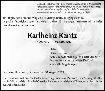 Traueranzeige von Karlheinz Kantz von vrm-trauer