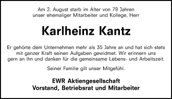 Traueranzeige von Karlheinz Kantz von vrm-trauer