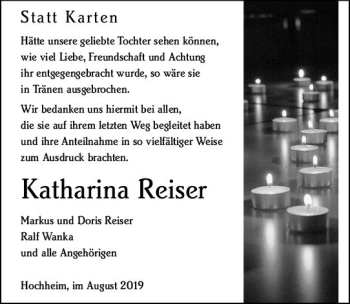 Traueranzeige von Katharina Reiser von vrm-trauer