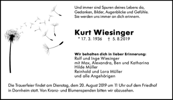 Traueranzeige von Kurt Wiesinger von vrm-trauer