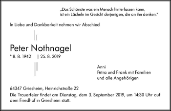 Traueranzeige von Peter Nothnagel von vrm-trauer