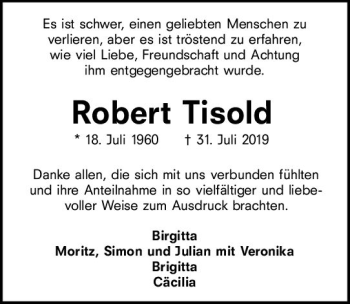 Traueranzeige von Robert Tisold von vrm-trauer