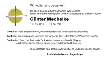 Traueranzeige von Günter Mechelke von vrm-trauer