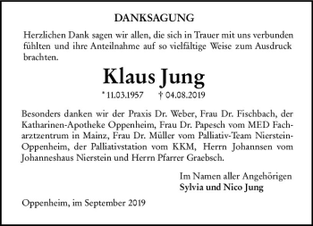 Traueranzeige von Klaus Jung von vrm-trauer