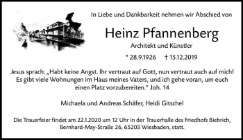 Traueranzeige von Heinz Pfannenberg von vrm-trauer