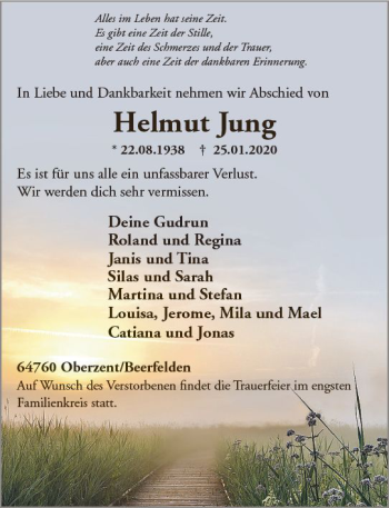 Traueranzeige von Helmut Jung von vrm-trauer