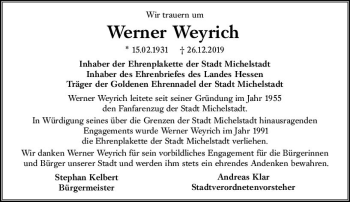 Traueranzeige von Werner Weyrich von vrm-trauer
