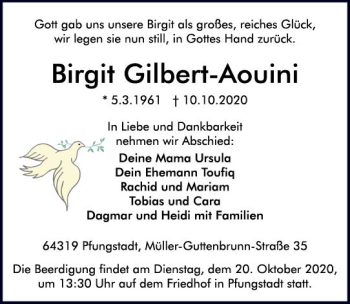 Traueranzeige von Birgit Gilbert-Aouini von vrm-trauer