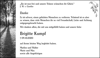 Traueranzeige von Brigitte Kumpf von vrm-trauer